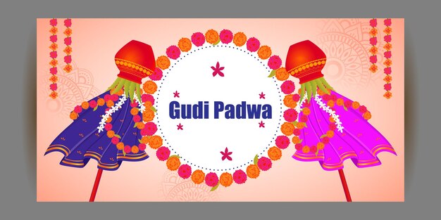 Plik wektorowy ilustracja wektorowa happy gudi padwa życzy pozdrowienia