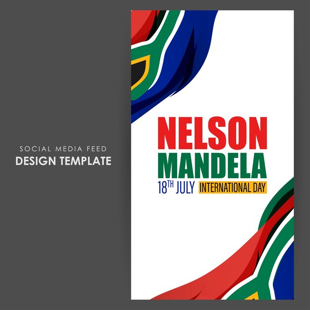 Ilustracja Wektorowa Happy Nelson Mandela Day Szablon Makieta Kanału Społecznościowego