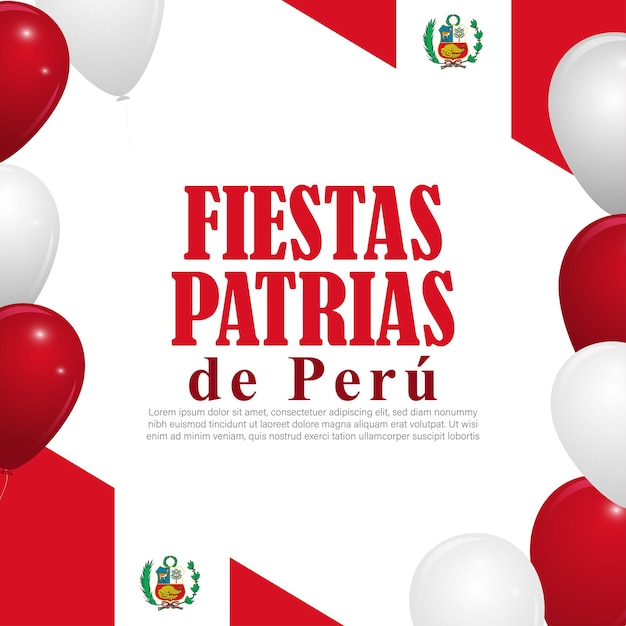 Ilustracja wektorowa Happy Peruvian National Holidays szablon makieta paszy w mediach społecznościowych