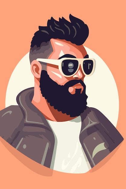 Ilustracja Wektorowa Hipstera Z Brodą W Okularach Przeciwsłonecznych