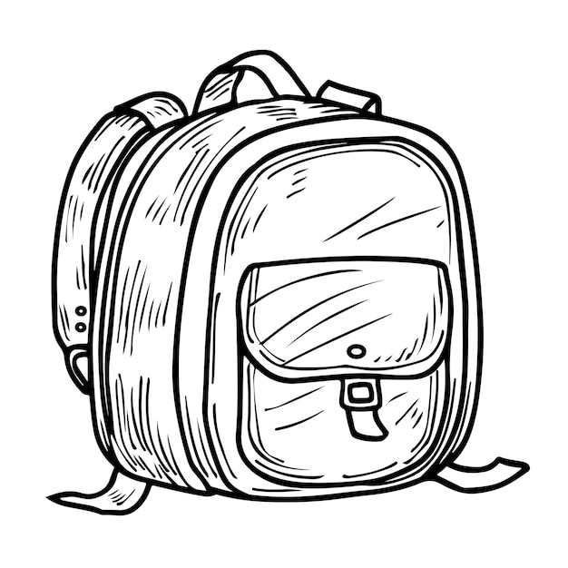 Plik wektorowy ilustracja wektorowa ikony konturu torebki szkolnej dla dzieci do malowania