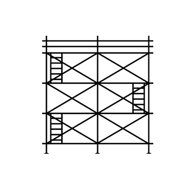 Ilustracja Wektorowa Ikony Linii Płaskiej Konstrukcji Rusztowania