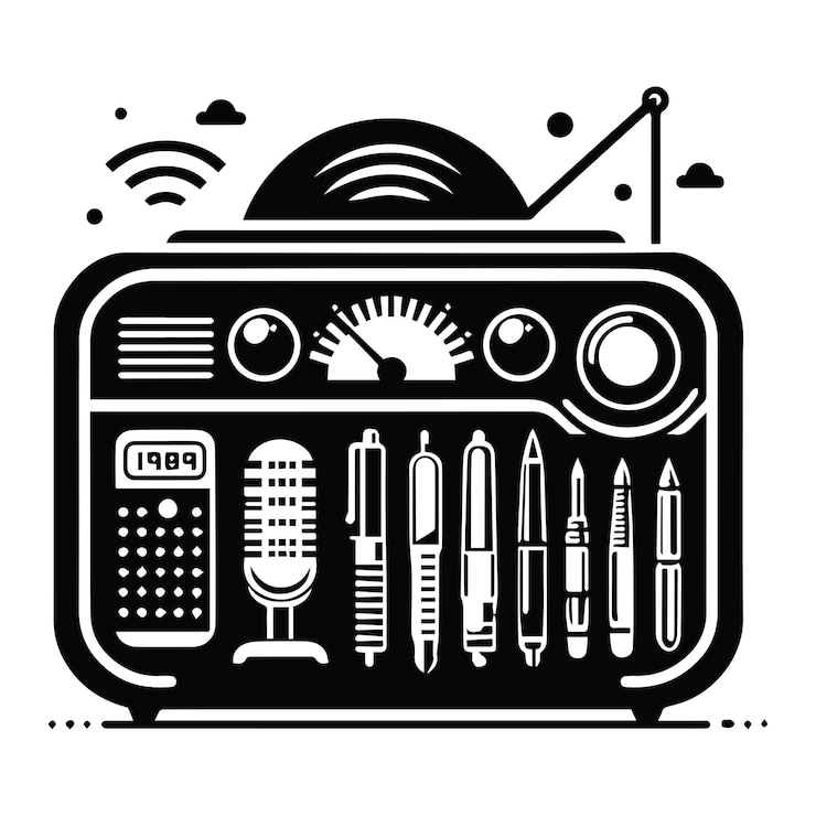 Wektor ilustracja wektorowa ikony radiowej z klasycznym projektem z szczegółami anteny i głośnika
