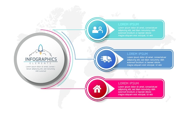 Ilustracja Wektorowa Infografiki Zaprojektuj Szablon Informacji Marketingowych Z 3 Opcjami Lub Krokami