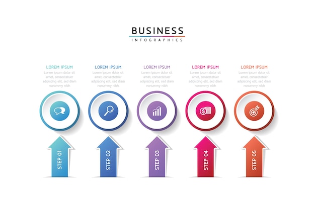 Ilustracja Wektorowa Infografiki Zaprojektuj Szablon Informacji Marketingowych Z 5 Opcjami Lub Krokami