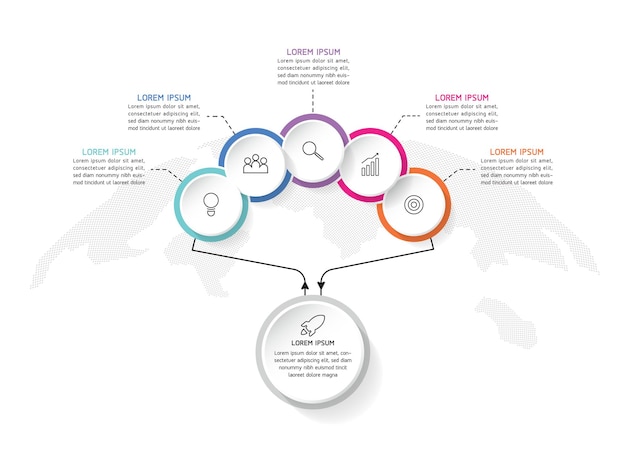 Ilustracja Wektorowa Infografiki Zaprojektuj Szablon Informacji Marketingowych Z 5 Opcjami Lub Krokami