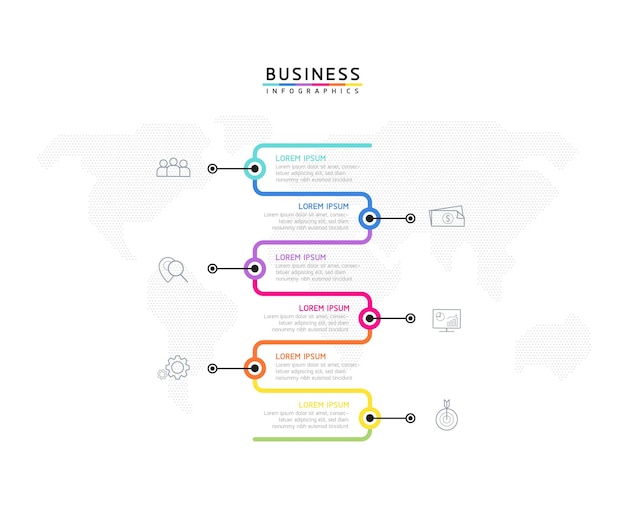 Ilustracja Wektorowa Infografiki Zaprojektuj Szablon Informacji Marketingowych Z 6 Opcjami Lub Krokami