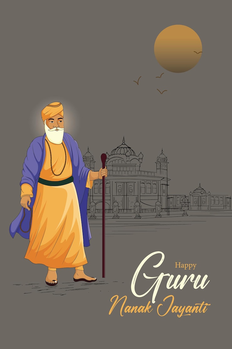 Wektor ilustracja wektorowa innowacyjny abstrakcyjny baner lub plakat na guru nanak jayanti lub guru parv z n