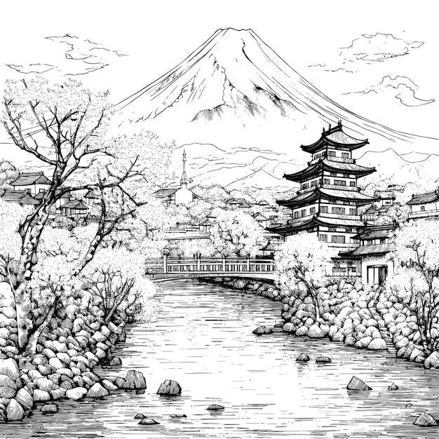 Plik wektorowy ilustracja wektorowa japońskiej epoki feudalnej