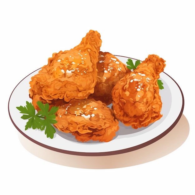 Plik wektorowy ilustracja wektorowa jedzenie pyszny kurczak chrupiące mięso posiłek szybki obiad restauracja gorąca t