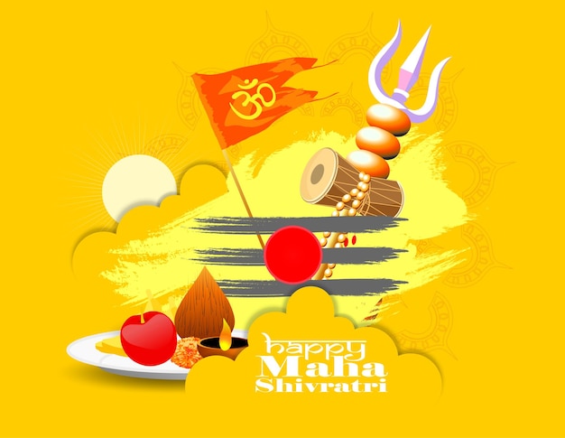 Ilustracja Wektorowa Kartki Z życzeniami Dla Maha Shivratri Kartkę Z życzeniami Na Festiwal Hinduski