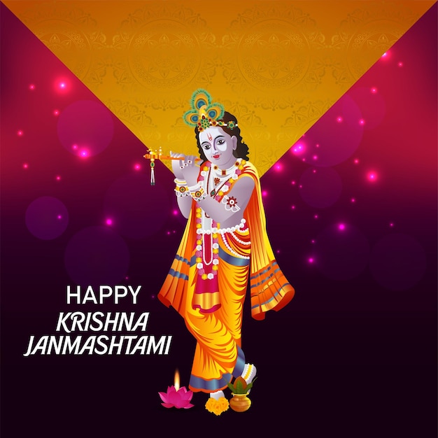 Ilustracja wektorowa karty z pozdrowieniami indyjskiego festiwalu janmashtami