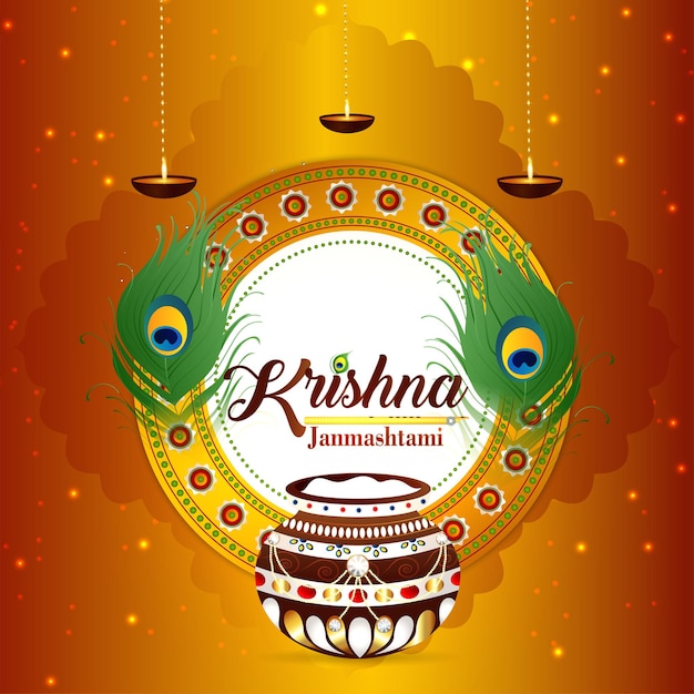 Ilustracja wektorowa karty z pozdrowieniami krishan janmashtami