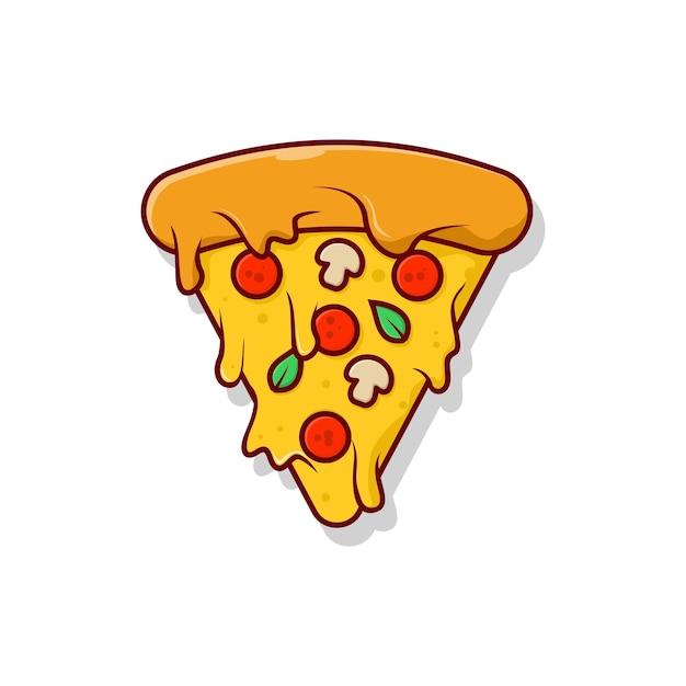 Ilustracja wektorowa kawałka pizzy z roztopionym serem i pepperoni odpowiednia dla Narodowego Dnia Pizzy