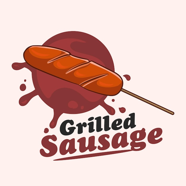 Ilustracja Wektorowa Kiełbasa Z Grilla Na Logo