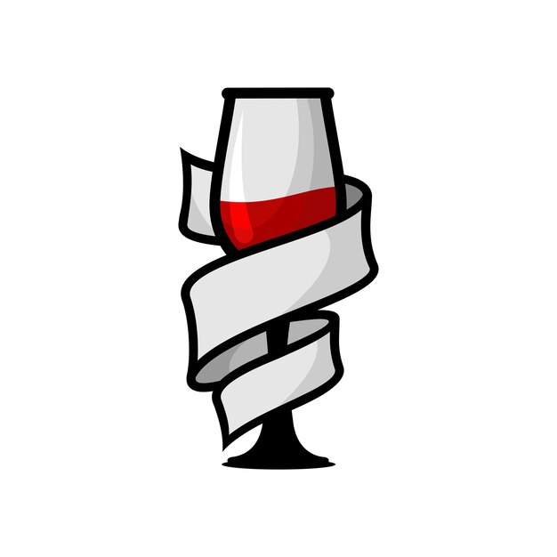 Plik wektorowy ilustracja wektorowa kieliszka do czerwonego wina owiniętego białą wstążką
