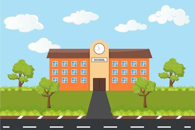 Ilustracja wektorowa klasycznego projektu budynku szkolnego dla projektów edukacyjnych