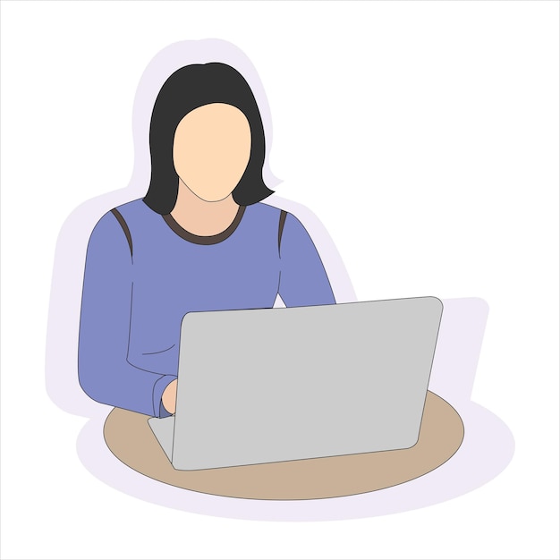 Ilustracja Wektorowa Kobiety Przed Laptopem