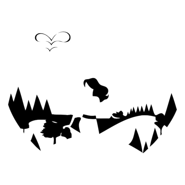 Plik wektorowy ilustracja wektorowa kobiety w górach w kształcie serca