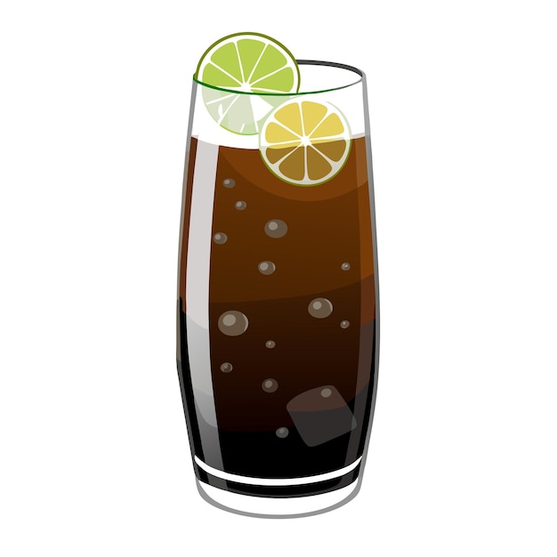 Ilustracja wektorowa koktajlu Cuba libre na izolowanym białym tle 7