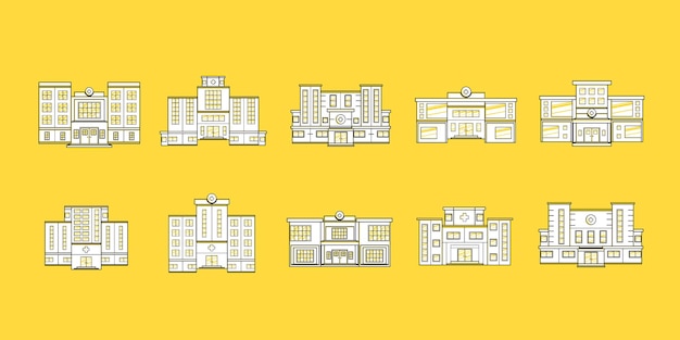 Ilustracja Wektorowa Kolekcji Budynku Szpitala