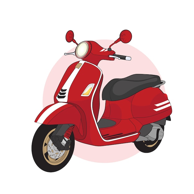 Ilustracja Wektorowa Kolorowego Motocykla. Czerwony