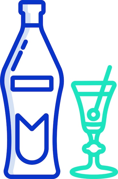 Ilustracja wektorowa kolorystyczna Vermouth Glass and Bottlesolid