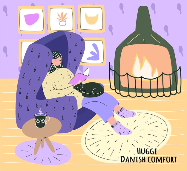 Ilustracja Wektorowa Koncepcja Duńskiego Hygge Jesiennego Nastroju