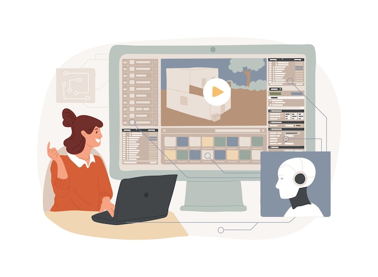 Wektor ilustracja wektorowa koncepcji abstrakcyjnej aienhanced postproduction