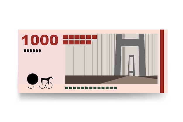 Ilustracja wektorowa korony duńskiej Dania Grenlandia Faroe zestaw pieniędzy banknoty 1000 kr