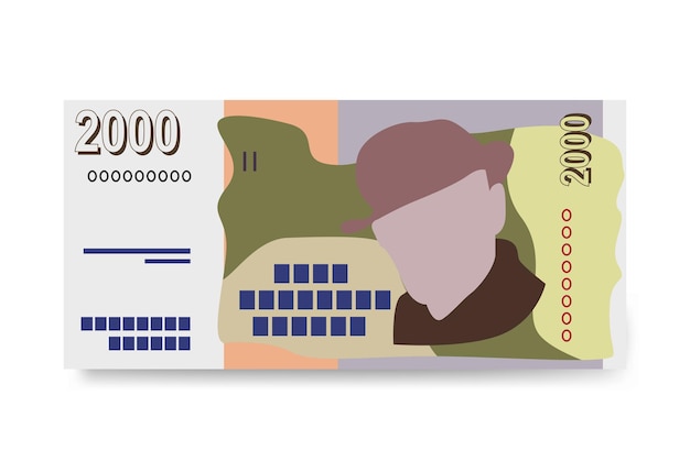 Plik wektorowy ilustracja wektorowa korony islandzkiej zestaw banknotów islandzkich banknotów pieniądze papierowe 2000 isk