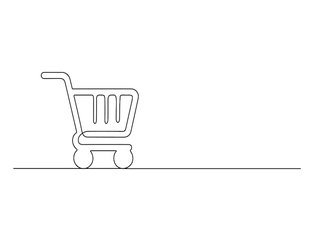 Ilustracja wektorowa koszyka zakupowego z ciągłą linią