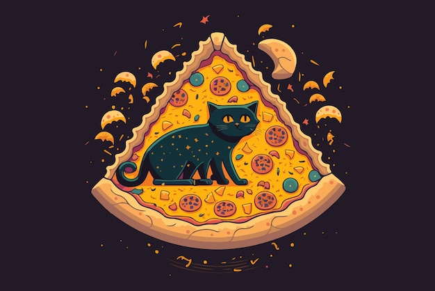Ilustracja wektorowa kot pizzy