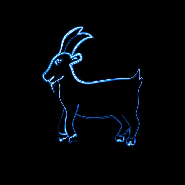 Plik wektorowy ilustracja wektorowa kozy domowej z efektem neonu.