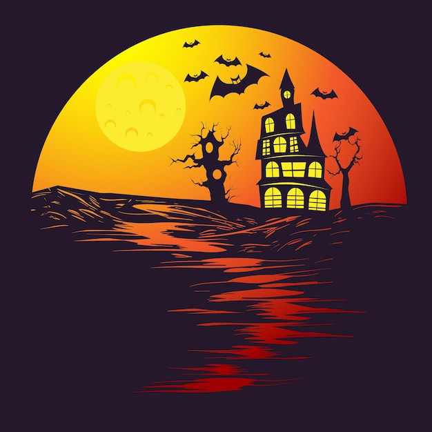 Plik wektorowy ilustracja wektorowa krajobrazu halloween