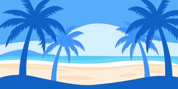 ilustracja wektorowa krajobrazu niebieskiej plaży