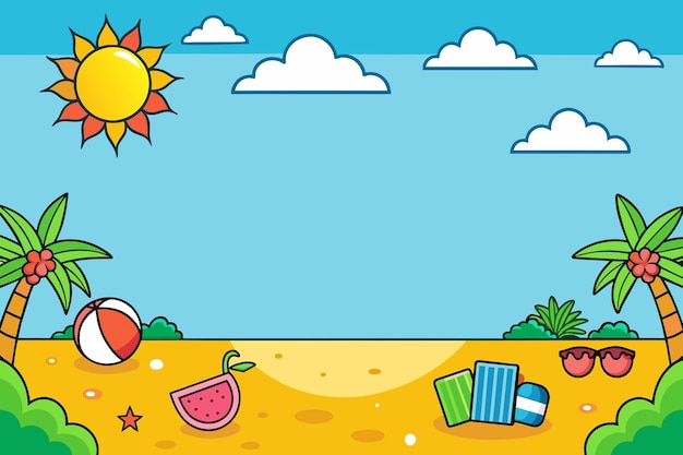 Ilustracja wektorowa krajobrazu plażowego letnich wakacji