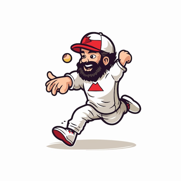 Plik wektorowy ilustracja wektorowa kreskówki gracza w baseball z piłką