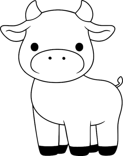 Ilustracja wektorowa krowy Czarno-biały kontur Książka do malowania krowy lub strona dla dzieci
