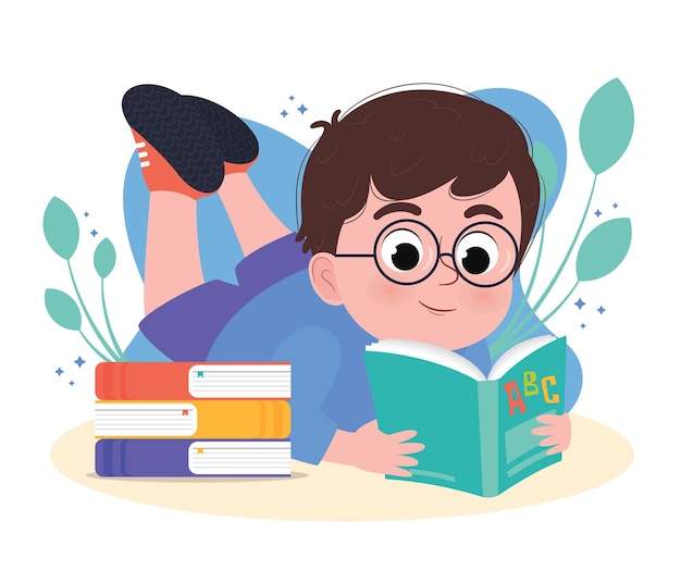 Ilustracja Wektorowa Książki Czytającej Dziecko