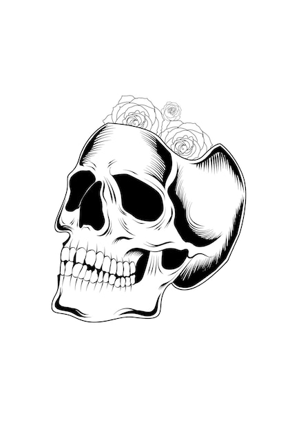 Ilustracja wektorowa kwiat głowy czaszki