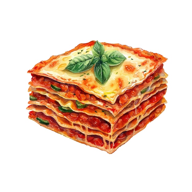 Ilustracja Wektorowa Lasagny W Stylu Akwarelu