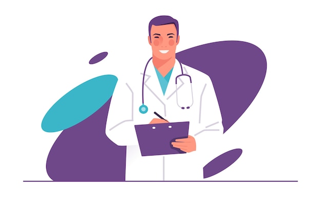 Ilustracja wektorowa lekarza-terapeuty ze stetoskopem