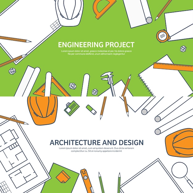 Ilustracja wektorowa linii inżynierii i architektury rysunek oprogramowania do notebooka