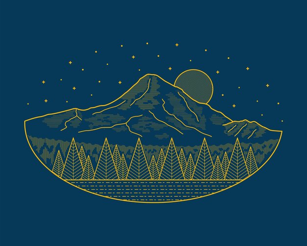 Plik wektorowy ilustracja wektorowa linii mono mount hood oregon dla projektu odznaki na koszulce.