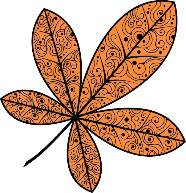 Plik wektorowy ilustracja wektorowa liścia kasztanowca.jesienna ilustracja liścia z ornamentem.