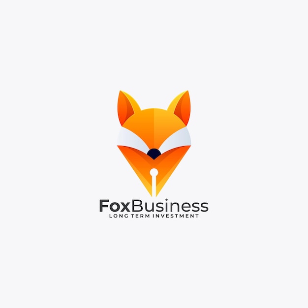 Ilustracja Wektorowa Logo Fox Biznesu Gradient Kolorowy Styl