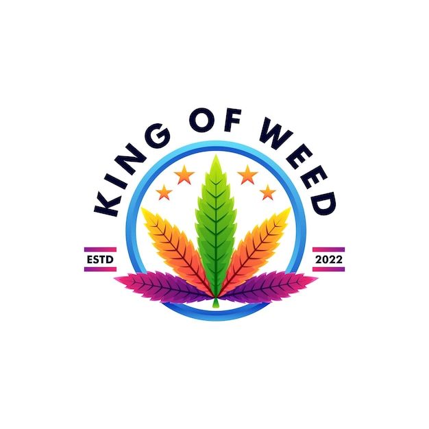 Ilustracja Wektorowa Logo King Of Weed Gradient Kolorowy Styl