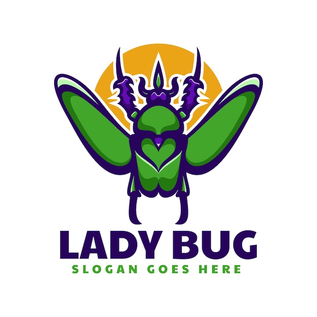 Ilustracja Wektorowa Logo Lady Bug Prosty Styl Maskotki