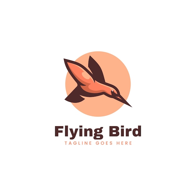 Ilustracja Wektorowa Logo Latający Ptak Styl Prosty Maskotka
